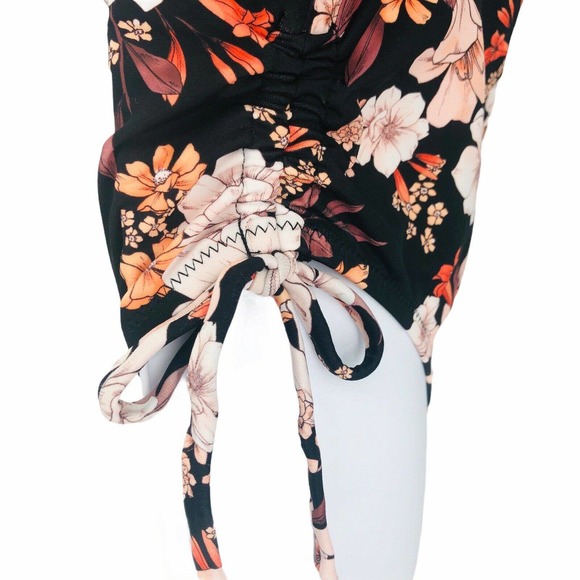 Shade N Shore Black Floral Convertible Open Back One Piece Swimsuit Size Medium - Picture 7 of 10